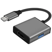 Adaptery i przejściówki - Adapter USB Typ-C - HDMI/USB ART OEM-C8 KABADA USBC HDMI OEM-C8 - miniaturka - grafika 1