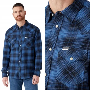 Wrangler LS WESTERN SHIRT Federal Blue GRANATOWA KOSZULA W KRATĘ REGULAR M - Koszule męskie - miniaturka - grafika 1