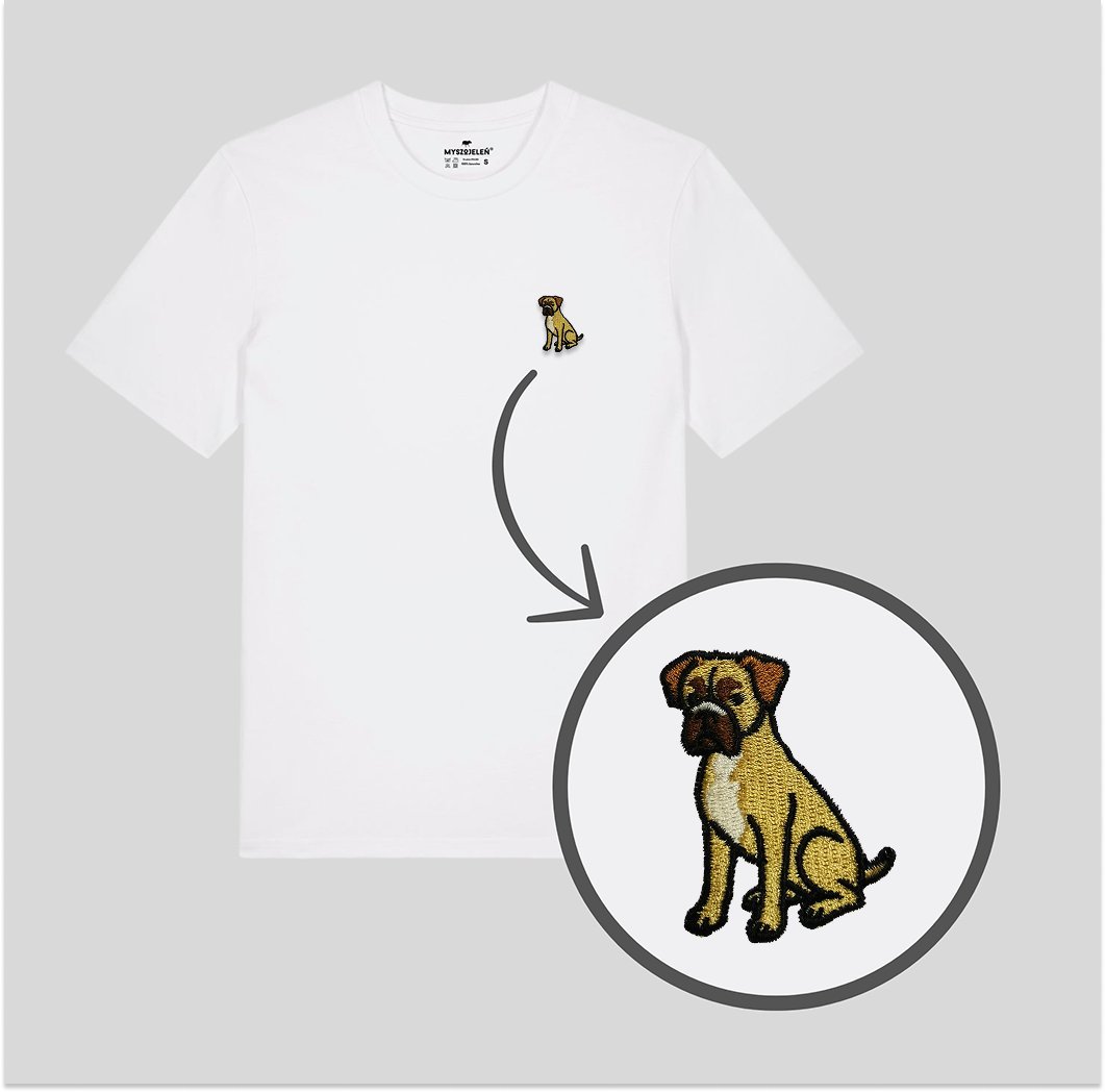 Haftowany T-shirt - BOKSER - biały M