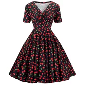 Sukienki - Sukienka pin up retro w wiśnie wisienki CHERRY rozkloszowana Produkt Polski - miniaturka - grafika 1