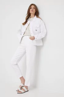 Kurtki damskie - Calvin Klein Jeans Jeans kurtka jeansowa damska kolor biały przejściowa oversize - grafika 1