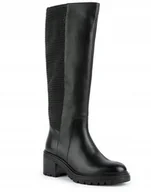 Kozaki damskie - GEOX DAMSKIE KOZAKI SKÓRZANE NA ZAMEK CZARNE 40 Ż3F - miniaturka - grafika 1