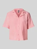 Bluzki damskie - Bluzka koszulowa o kroju regular fit z mieszanki bawełny i lnu model ‘PIA’ - miniaturka - grafika 1