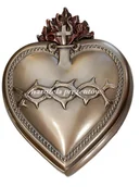 Pudełka i szkatułki - Szkatułka, Płonące Serce Jezusa Z Koroną Cierniową, Na Różaniec - miniaturka - grafika 1