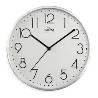 Zegary - Metalowy zegar biały MPM Metallic Elegance ∅ 300 × 40 mm - miniaturka - grafika 1