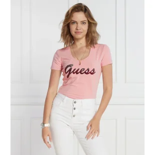 GUESS T-shirt SS RN SHINY | Regular Fit - Koszulki i topy damskie - miniaturka - grafika 1