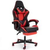 Fotele gamingowe - Fotel biurowy obrotowy gamingowy z podnóżkiem Ragazo di volio czerwony - miniaturka - grafika 1