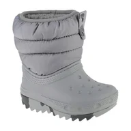 Buty dla dziewczynek - Buty Crocs Classic Neo Puff Boot Toddler Jr 207683-007 szare - miniaturka - grafika 1