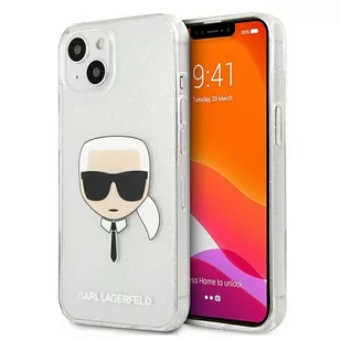 Karl Lagerfeld Karl's Head Glitter - Etui iPhone 13 (srebrny) KLHCP13MKHTUGLS - Etui i futerały do telefonów - miniaturka - grafika 1