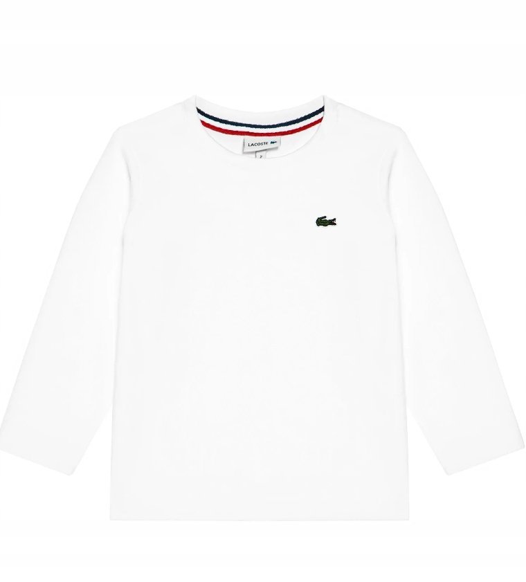 LACOSTE BLUZKA CHŁOPIĘCA BAWEŁNIANA BIAŁA Z LOGO 116 1M4D