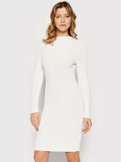 Sukienki - Calvin Klein Sukienka dzianinowa Technical K20K203231 Biały Slim Fit - grafika 1
