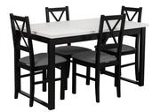 Stoły z krzesłami - Stół rozkładany z 4 krzesłami loftowy do kuchni jadalni L005 Czarny/Biały - miniaturka - grafika 1