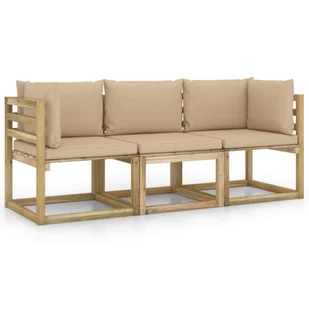 VidaXL Ogrodowa sofa 3-os. z beżowymi poduszkami 3065025 - Sofy ogrodowe - miniaturka - grafika 11