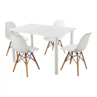 Stoły z krzesłami - Zestaw stół Lugano 120 biały i 4 krzesła Milano białe - miniaturka - grafika 1