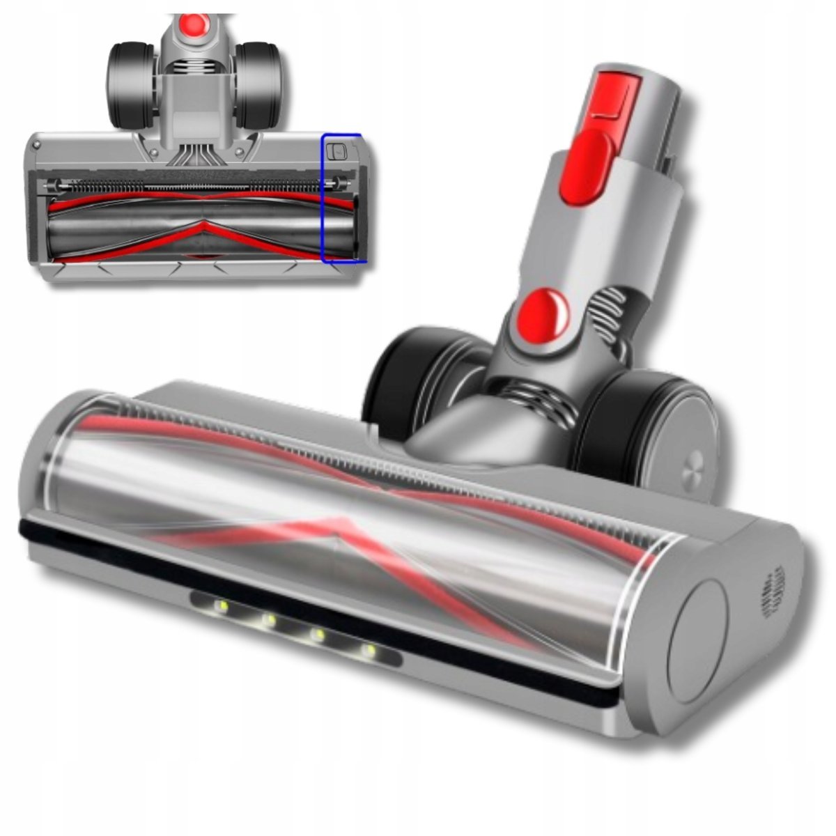 Szczotka Led Koncowka Do Odkurzacza V7 V8 V10 V11 V15 Glebokie Czyszczenie