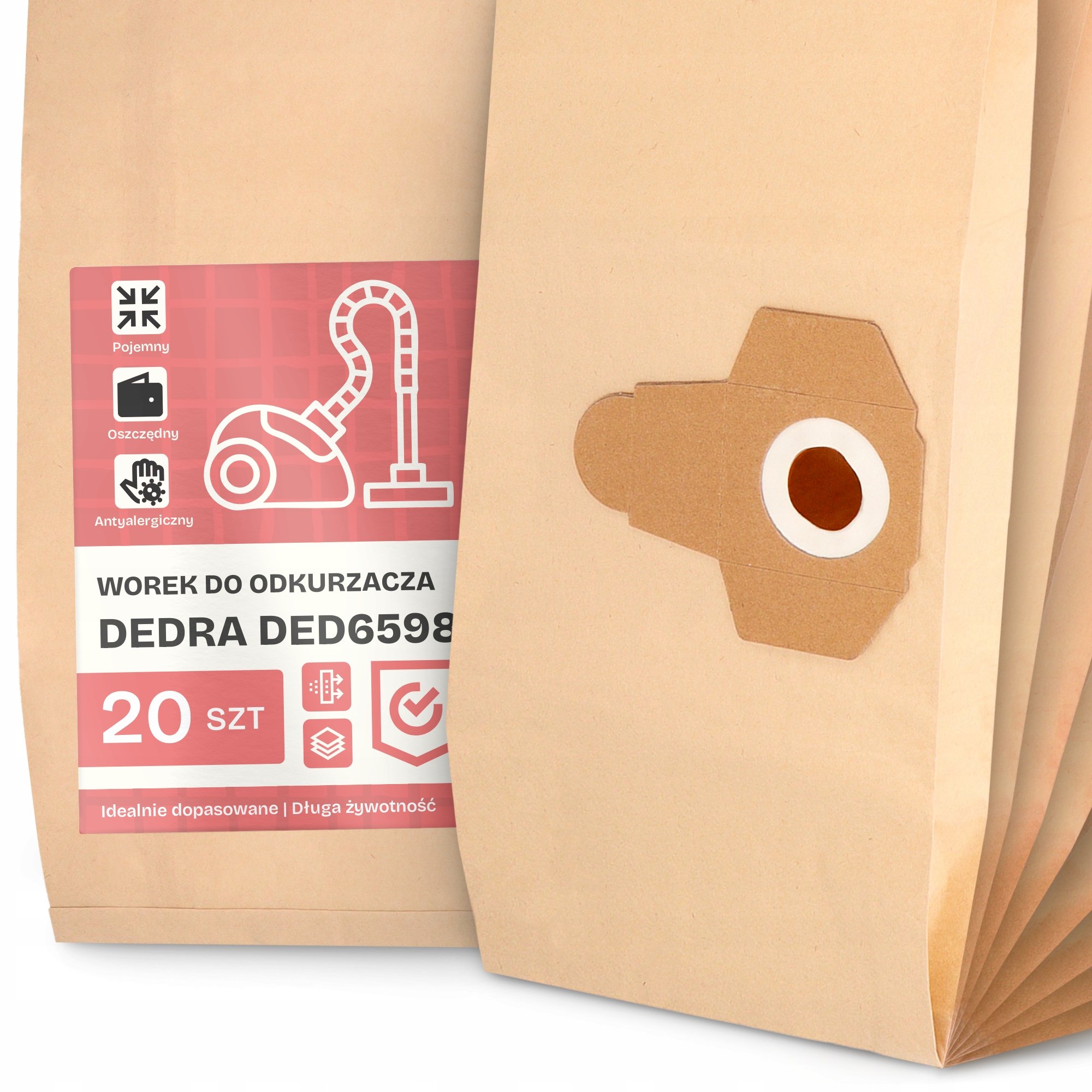 20x Worek do Odkurzacza Dedra DED6598 Papierowy Duży Mocny Worki 2A