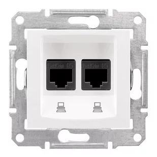 Schneider Sedna biały gniazdo komputerowe podwójne z ramką - Gniazdka elektryczne - miniaturka - grafika 1