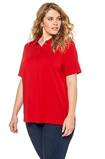 Koszulki i topy damskie - Ulla Popken damska koszulka polo w dużych rozmiarach, z haftem w kolorze bawełny Pima, klasyczny T-shirt - grafika 1