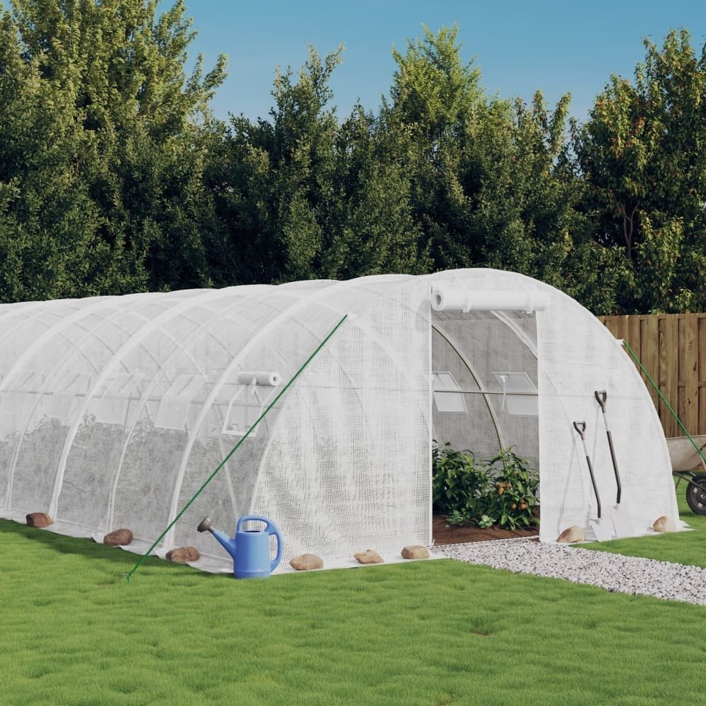 Szklarnia z ramą stalową biała 48 m² 12x4x2 m