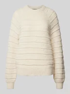 Swetry damskie - Sweter z dzianiny o kroju regular fit z fakturowanym wzorem model ‘JAYDA’ - miniaturka - grafika 1