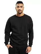 Swetry męskie - Urban Classics Męska bluza dresowa z okrągłym dekoltem, sweter z szerokimi ściągaczami dla mężczyzn w wielu kolorach, rozmiary XS-5XL, Black (Black 7), S - miniaturka - grafika 1