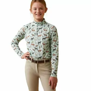 Ariat Bluzka młodzieżowa SUNSTOPPER 2.0 - aqua herd print - Koszulki jeździeckie - miniaturka - grafika 1
