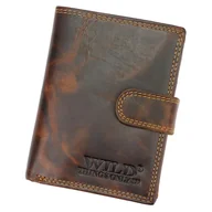 Portfele - WILD skórzany porfel męski 5601B brąz 5601B CR.HUNTER - miniaturka - grafika 1