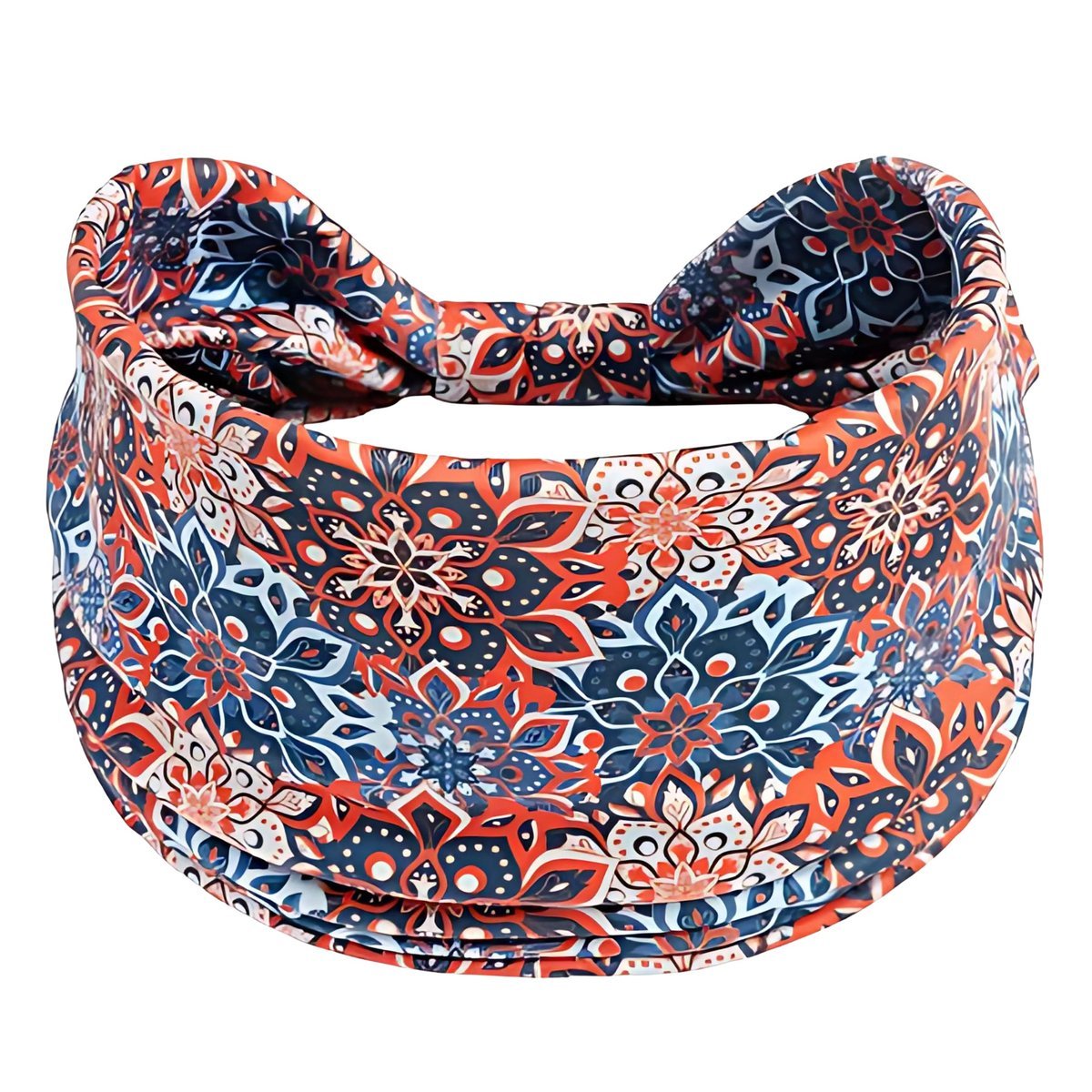 Opaska do Włosów Pomarańczowa Turban na Głowę Szeroka Kwiaty MIŁA W DOTYKU