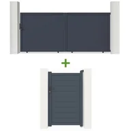 Bramy garażowe - Pakiet CASANOOV BRAMA przesuwna 3m VELETA 300C180 + CASANOOV BRAMA VELETA 100P180 szara - miniaturka - grafika 1