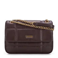 Torebki damskie - Torebka crossbody z ekoskóry dwukomorowa brązowa - miniaturka - grafika 1