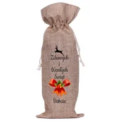 Ozdoby bożonarodzeniowe - Worek Na Butelkę Lniany - Zdrowych I Wesołych Świąt (98) - miniaturka - grafika 1