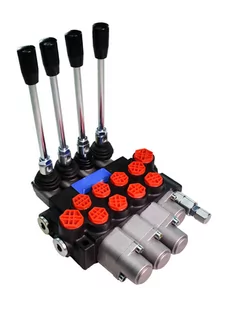 Rozdzielacz hydrauliczny 4-sekcyjny marki Presko o przepływie do 40 litrów / min. - 1 sekcja na sprężynie, 1 sekcja z obustronnym zatrzaskiem i 2 sekcje pływające - Akcesoria do hydrauliki siłowej - miniaturka - grafika 1