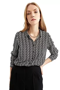 DeFacto Koszula damska z tkaniny bawełnianej z długimi rękawami, czarny, 3XL - Koszule damskie - miniaturka - grafika 1