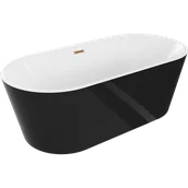 Wanny - Mexen Luna wanna wolnostojąca 140 x 75 cm, biała/czarna, przelew różowe złoto - 52031407575-60 - miniaturka - grafika 1