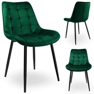 Krzesła - ELEGANCKIE KRZESŁO DO KUCHNI SALONU JADALNI PIKOWANE VELVET ZIELONE 120KG - miniaturka - grafika 1