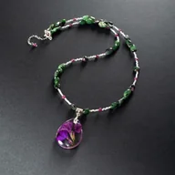 Naszyjniki - Naszyjnik z rubinem i zoisytem. - miniaturka - grafika 1