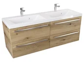 Szafki łazienkowe - Szafka Wisząca Z Umywalką ATHD 120 cm DUO - Dąb Evoke Coast Mat - Uchwyty Stal Szczotkowana - miniaturka - grafika 1