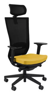Fotel biurowy, krzesło biurowe Ergonomiczny Fotel Biurowy Grospol Marti BS HD R11 Black Tkanina Note N07 Żółty - Fotele i krzesła biurowe - miniaturka - grafika 1