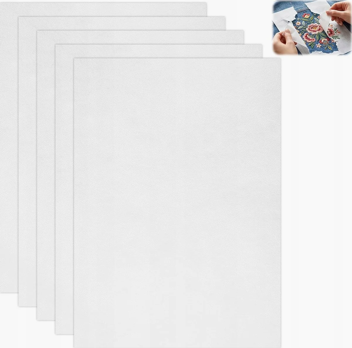PAPIER ROZPUSZCZALNY WODZIE HAFT 5 SZTUK 21X297CM SAMOPRZYLEPNY DO DRUKU