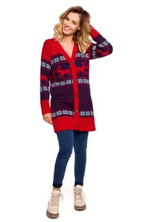 Swetry damskie - MXS07 Kardigan świąteczny zapinany na guziki - model 1 - grafika 1