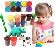 Masy plastyczne - HAPPY KIDDO Masa plastyczna duży zestaw 10 kolorów + nożyk - miniaturka - grafika 1