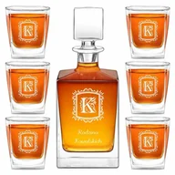 Karafki - Karafka do whisky cube z 6 szklankami i grawerem - miniaturka - grafika 1