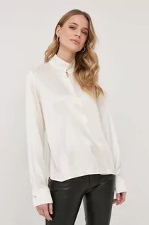 Bluzki damskie - Victoria Beckham bluzka jedwabna damska kolor beżowy gładka - grafika 1
