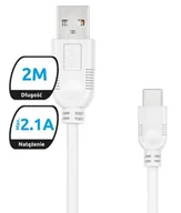 Kable USB - EXC Kabel USB 2.0 eXc WHIPPY USB A M USB 3.1 TYPU C M 5-pin 2m biały KKE0KKBU0250 - miniaturka - grafika 1