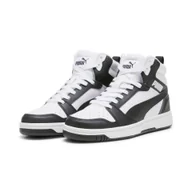 Buty trekkingowe dziecięce - Młodzieżowe sneakersy Rebound V6 Mid PUMA White Black Shadow Gray - miniaturka - grafika 1
