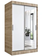 Szafy - Przesuwna szafa z lustrem dąb sonoma + biały R2-A12 - miniaturka - grafika 1