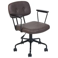 Fotele i krzesła biurowe - Krzesło biurowe regulowane ekoskóra ciemnobrązowe ALGERITA - miniaturka - grafika 1