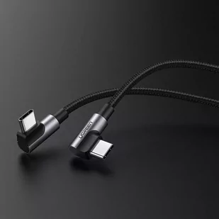 Ugreen kątowy kabel przewód z bocznym wtykiem USB Typ C - USB Typ C Power Delivery Quick Charge FCP 3 A 1 m szary (70529 US323) - Kable - miniaturka - grafika 1