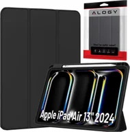 Etui do tabletów - Etui ochronne z miejscem na rysik do Apple iPad Air 13" 2024/2025, iPad Pro 12.9"2018-2022 Alogy Book Cover Case obudowa na tablet Czarne - miniaturka - grafika 1