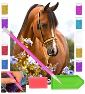 Zabawki kreatywne - Haft diamentowy KOŃ NA ŁĄCE polanie konie 30x40 OBRAZ duży zabawki kreatywne plastyczne - miniaturka - grafika 1